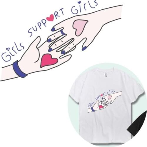 Cartoon Love Hands Iron on Patches For DIY Heat Transfer Clothes T-shirt Thermal transfer stickers Decoration Printing