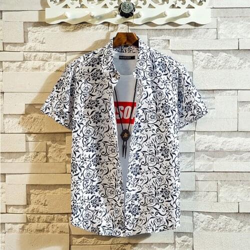 Mens Shirt 2020 Summer Fashion Shirts Casual Short Sleeve Beach Printed Tops Loose Casual Blouse Hawaiian Male Clothing Shirt