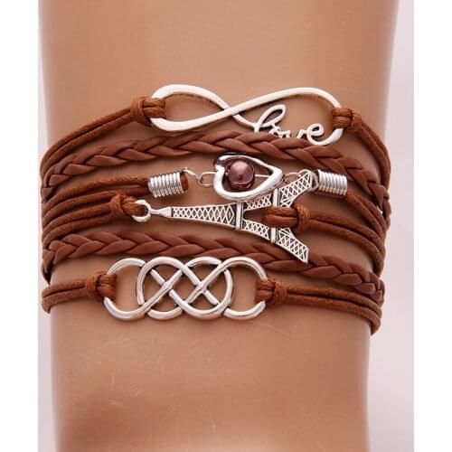 9 Color Fashion Infinite Pearl Couples Bracelets Set For Women Men Best Friend Eiffel Love Bracelet Bangles Wish Jewelry Gift