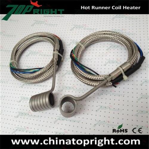 ID 16mm hot runner coil heater height 35mm, lead wire 1meter metal braided sheath heating element