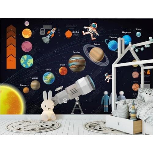 Custom mural 3d photo wallpaper HD Space Planet Astronaut Telescope Childrens Room home decor wallpaper for wall 3 d in rolls
