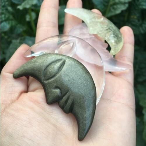 Natural crystal moon face hand carved and polished home decoration collection