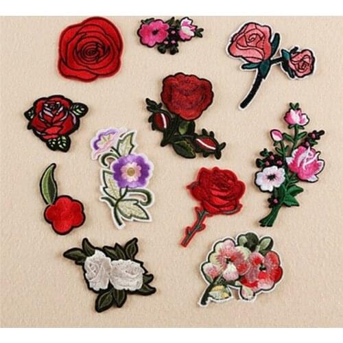 New 11pcs/set Embroidery Rose Flower Sew Iron on Patch on Badge Bag Jeans Applique Craft Clothing Patches