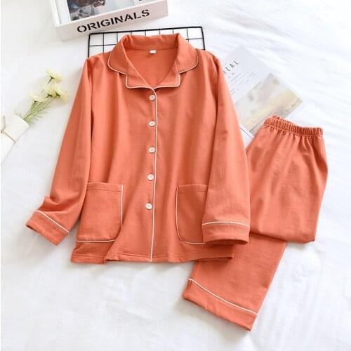 New Autumn Winter Womens Pajamas Cotton Long Sleeve Button Pyjama Warm Ladies Pajamas Thicken Sleepwear Nigthie Home Wear