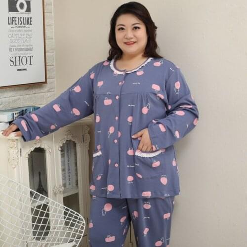 Plus size 5XL cotton pajamas sets women sleepwear spring Sweet cute 100% cotton Long sleeves women pyjamas 78223
