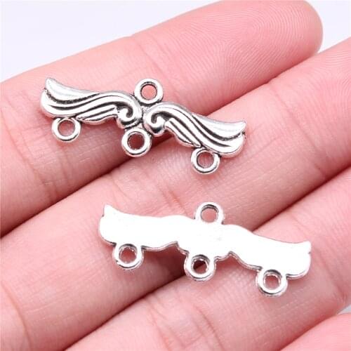 WYSIWYG 10pcs 30x12mm Lucky Porous Earring Connector For Jewelry Making Antique Silver Color Earring Connector Charms
