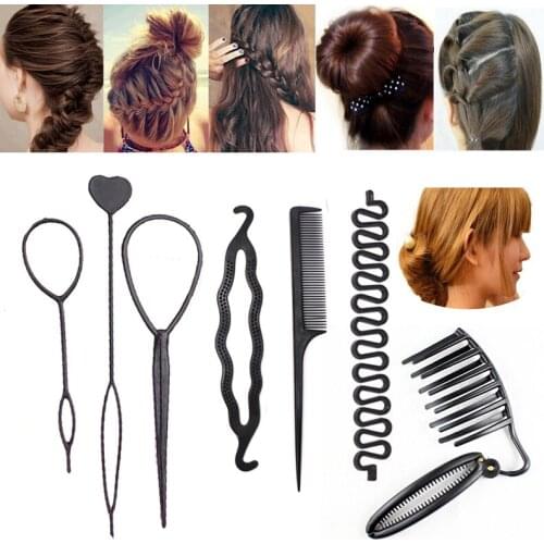 Multi Styles DIY Hair Styling Tools Donut Hair Maker Braiding Hair Accessories Girls Women Twist Hair Clip Disk Pull Hairpins