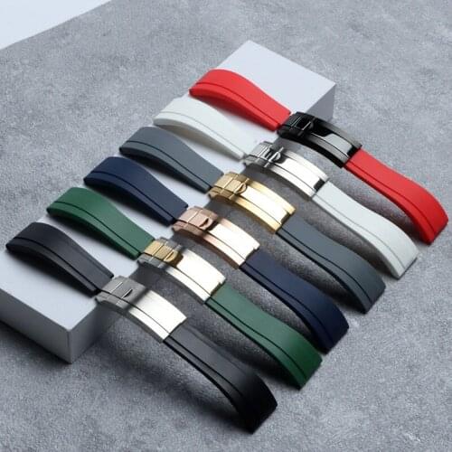 Top Luxury Brand 20mm Silicone Rubber Watchband For Role Strap Daytona Submariner GMT OYSTERFLEX Bracelet Folding Buckle