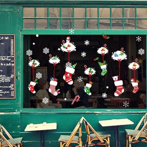 DIY Reusable Christmas Snowflake Window Glass Sticker Santa Claus Christmas Tree For Home Xmas Ornaments New Year 2020 Decor
