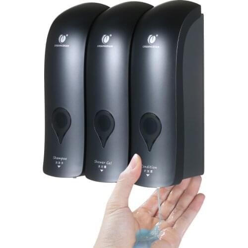 CHUANGDIAN Manual Soap Dispenser 3 Chamber Wall Mounted Hand Soap Dispensers 900mlLiquid Shampoo Box for Kitchen Bathroom Home