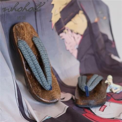 WHOHOLL Geta Japanese Wood Geta Man Women Summer Clogs Slippers Platform Flat Slipper Samurai Cosplay Shoes