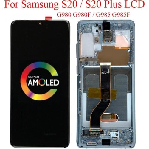 NEW ORIGINAL AMOLED For Samsung Galaxy S20 LCD S20 Plus With Frame Display Touch Screen For Samsung G980 G980F G985 G985F LCD