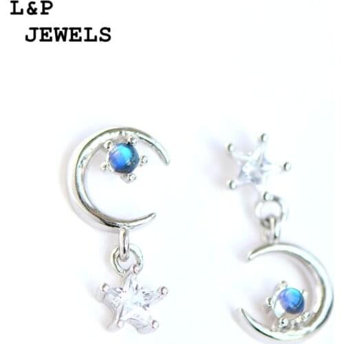 Napel Natural Gemstone 100% Authentic 925 Sterling Silver Earrings For Women Moonstone Jewelry Special Style Earrings Fine Jewel