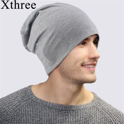Xthree Female Fall thin Cotton men Skullies Beanies Spring Beanie Hat Solid Hats For Women