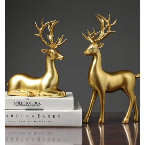 Lovers Deer Resin Statue Sculpture Crafts Decoration Home Decoration Ornaments Desktop Furnishings
