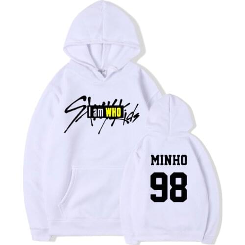 Kpop Stray Kids I Am Who Hoodies Straykids JISUNG WOOJIN CHANGBIN FELIX Member Name Letter Print Hooded Sweatshirt Unisex Hoody