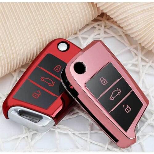 TPU Car key Case Cover Shell For Volkswagen VW Polo Golf 7 MK7 Tiguan Passat For Skoda Octavia Kodiaq Karoq For Seat Ateca Leon