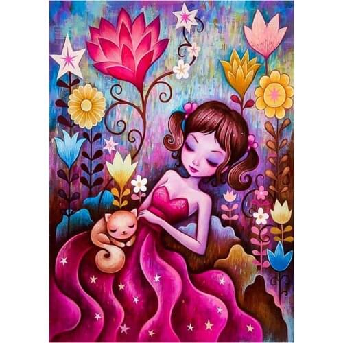 Poured Glue 5D Diy Diamond Painting Kits Cartoon Girl Portrait Full Round Dirll Embroidery Mosaic Kit HD Quality Handmade