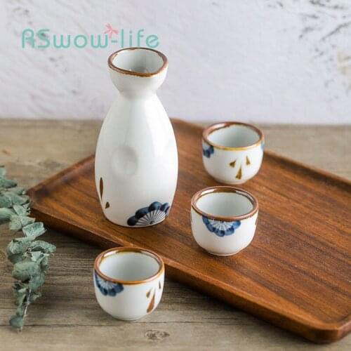 Japanese Sake Pot Household Ceramic Restaurant Wine Dispenser Shochu Glass Small Sushi Restaurant Wine Set One Pot Three Cups
