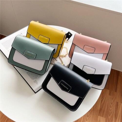 Womens Luxury PU Leather Chain Mobile Phone Handbag Flap Fashion Crossbody Messenger Bag Simple Temperament Small Square Bag