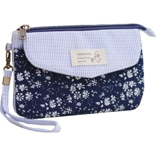 Cotton Floral Printing Women Mini Day Clutches Handbag Ladies Small Phone Pouch Bag Female Bolso Mujer Bolsas Feminina for Girls