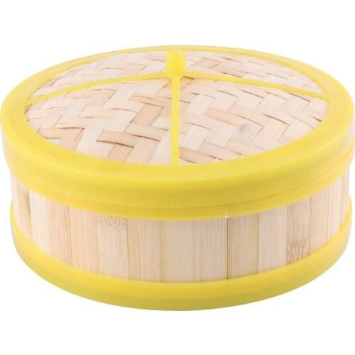1 Set Bamboo Steamer Novel Kitchen Bun Dim Sum Steamer Single Tier Basket Food Streamer with Lid Steam Basket A50