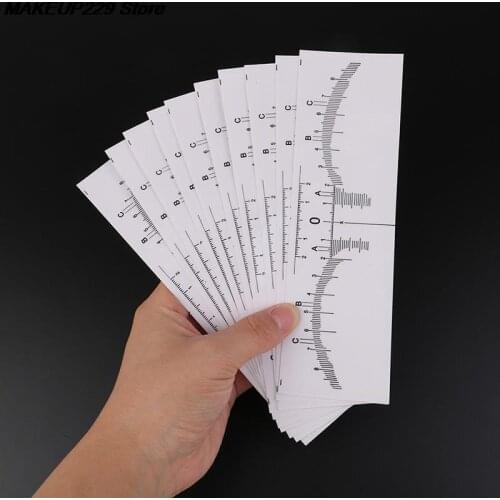 10pcs Disposable Microblading Makeup Brow Measure Eyebrow Guide Ruler Permanent Tools Plastic Stencils Tattoo accesories