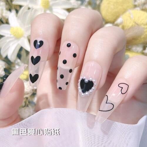 Nail Art 3D Stickers Decals Hearts Gold Manicure Nails Design Adhesive Sticker Wraps Tip Decoration