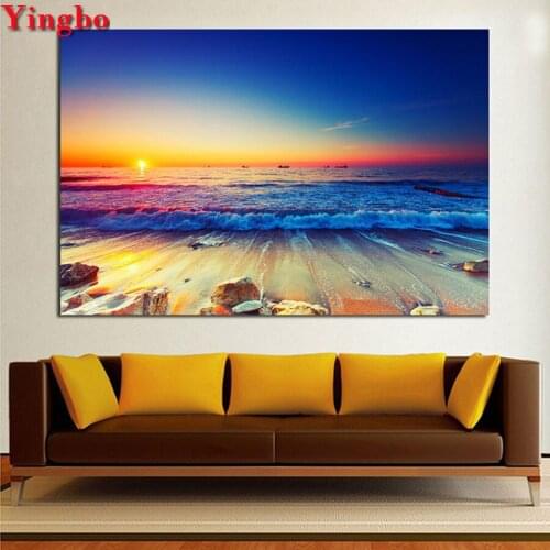 Full Square/Round Drill 5D DIY Diamond Painting beach Sunset landscape Embroidery Cross Stitch Rhinestone Mosaic Handicrafts