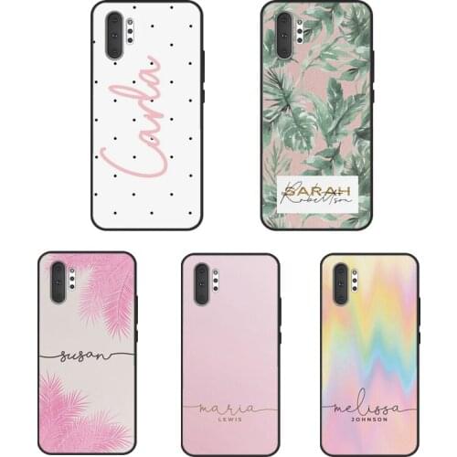 Initials Custom Summer Ombre Rainbow Palms For Samsung Galaxy S20 FE S8 S9 S10 Plus S10e Note10 Plus Note20 S21 Ultra Phone Case