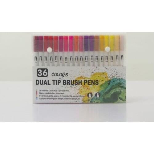 Black pole white pole 36 color graffiti color pen primary school children two-headed watercolor pen brush