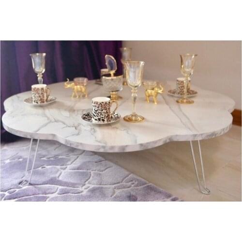 Marble Pattern Wood Folding Daisy Place Table 100 cm