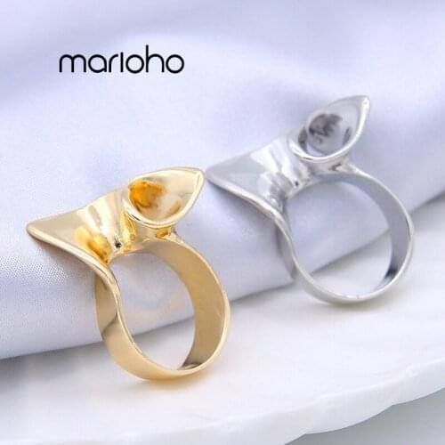 European Metal Smooth Irregular Punk Geometry Ring Fashion Gold Silver Color Finger Ring For Women Simple Party Jewelry