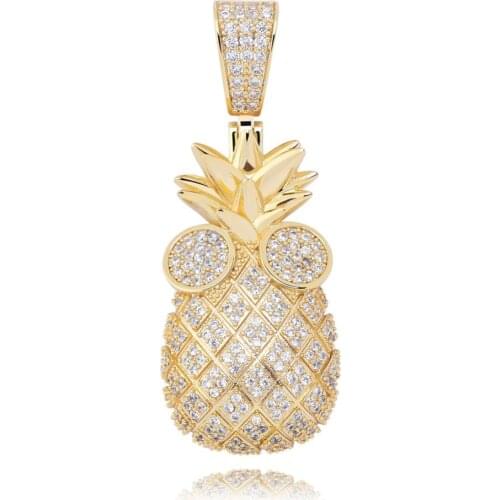 New Hip Hop Pendant Necklace Fashion Jewelry Charm Ice Out Pineapple New Fashion Micro Pave Zircon for Man Women Gift
