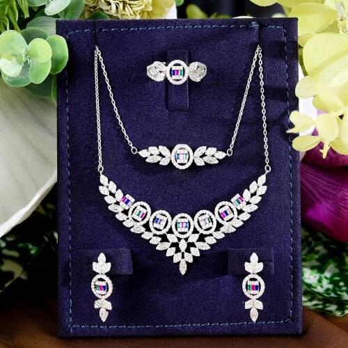 GODKI OFFICE flower Charms 4PCS Bracelet Ring Necklace Earring Set For Women Wedding Party Cubic Zircon CZ Dubai Bridal Jewelry