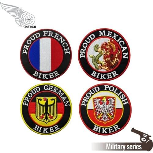 Proud German/Polish/French/Mexican 10 pieces rank garment labels decoration embroider iron on patches biker front patch clothes
