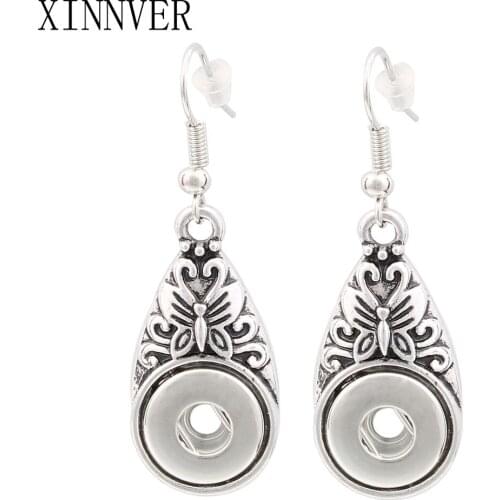 Hot Sale Bohemian Vintage Metal Butterfly Earrings Xinnver Snaps Button Earrings Fit 12mm Snaps Jewelry For Women ZI088