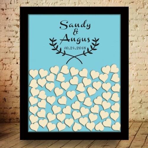 Custom Wooden 3D Wedding Guest Book Drop Top Box,Wedding Guestbook with Custom Background Color, Rustic Style Wedding Decoration