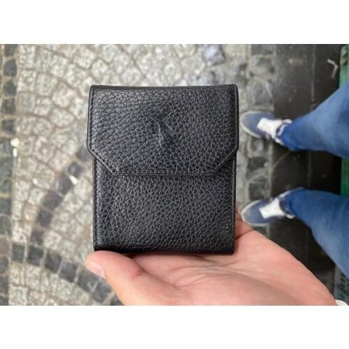 Karali Leather Black Men 'S Classic Model steel Carabiners Series Genuine Leather Wallet The kartlıkl