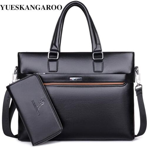 KANGAROO Luxury Brand Business Laptop Handbags Messenger Bags Men Leather Briefcase Male Travel Bags Men Shoulder Bag