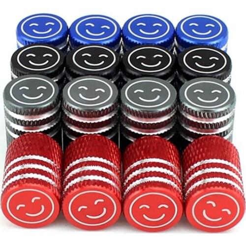 4pcs/set Car Wheel Tire Valve Stem Air Caps Cover Anti Theft Tyre Valve Dust Caps Smiley Style Alu-Alloy Moto Bike