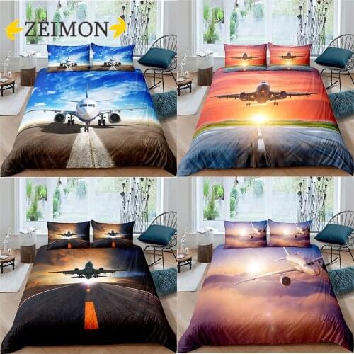 ZEIMON 3D Bed set Airplane Digital Print Queen Size Bedding For Boys Aircraft Duvet Cover Set Home Textile Bedding Planes