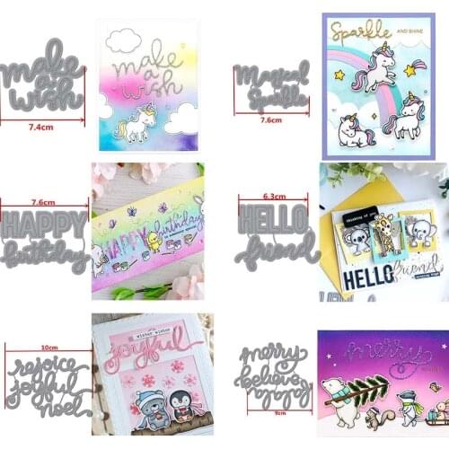 Make A Wish Happy Birthday Hello Friend Magical Words Metal Cutting Dies Stencils For DIY Scrapbooking Album Paper Cards Craft