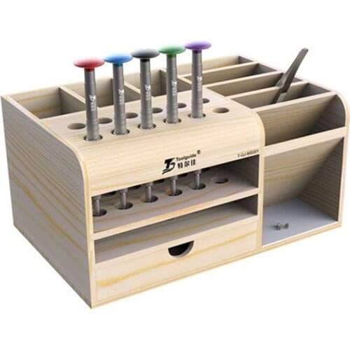 Mutifunctional Guide Wooden Storage Box Desktop Phone Repair Screwdriver Tweezers Holder Phone Parts Organizer Box