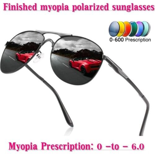 MINCL Custom Made Myopia Minus Prescription Lens Myopia Sungalsses Coating Black Men Classic Polarized Pilot Sunglasses UV400NX