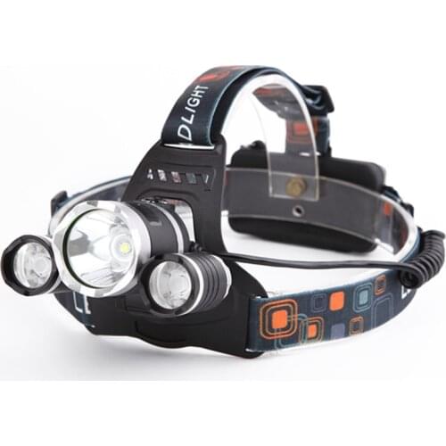 Outdoor Night fishing hunting headset lighting mine lamp T6 3 LED18650 lithium battery USB rechargeable hard light headlamp