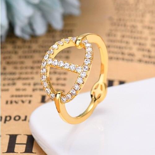 New Bohemian Geometric Rings Cz Stone Gold Color Oval Simple Rings For Women Jewelry Accessories Anillos Zk40