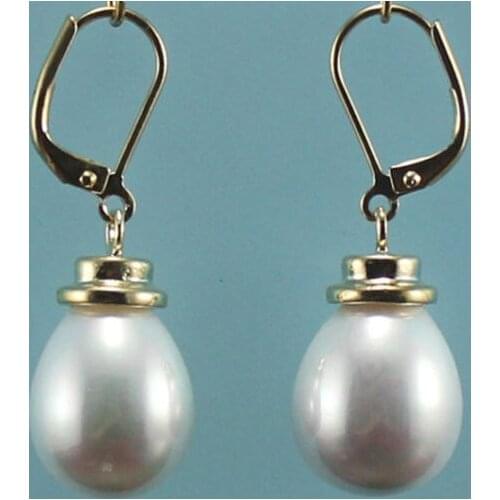 New Natural Beautiful 12X16mm white red black coffee blue shell pearl earrings