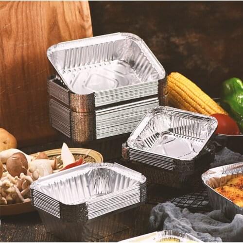 50Pcs Disposable BBQ Drip Pans Aluminum Foil Grease Drip Pans Recyclable Grill Catch Tray For Outdoor Supplies