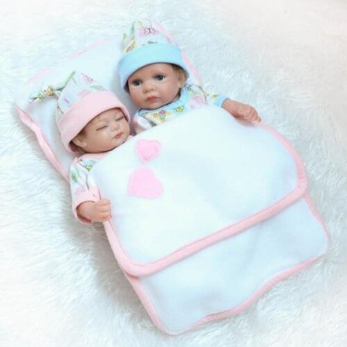 Full Vinyl Silicone Body Twin Babe Dolls Playmates for Girl Boy Sleeping Birthday Brinquedos Newborn DIY Educational Dolls
